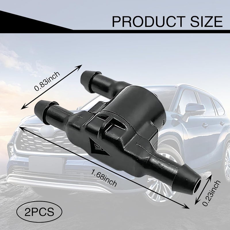 Flygun 2 PCS Car Windshield Wiper Washer Check Valve, 3 Port Cleaning Nozzle Replacement 8532128020, Wiper Spray Pipe Cleaning Connector Accessory, Compatible with Toyota Lexus (Black) - Image 2